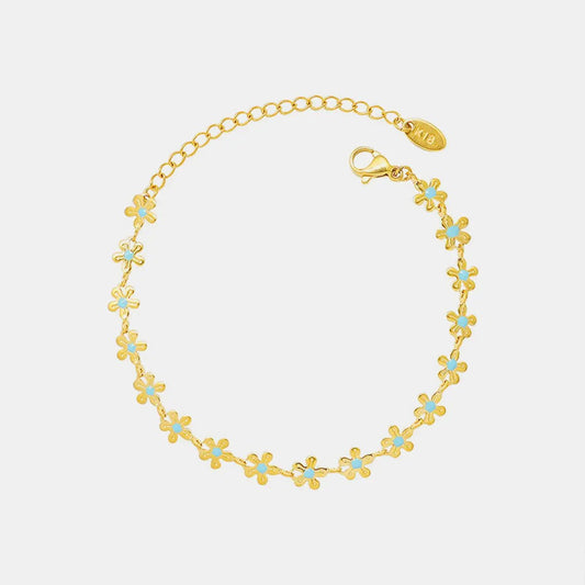 Titanium Steel Drip Oil Flower Bracelet - Celeste    