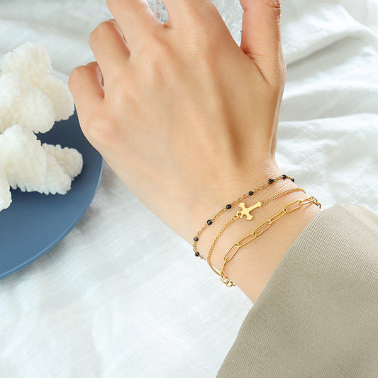 Titanium Steel Three-Layered Bracelet - Celeste    