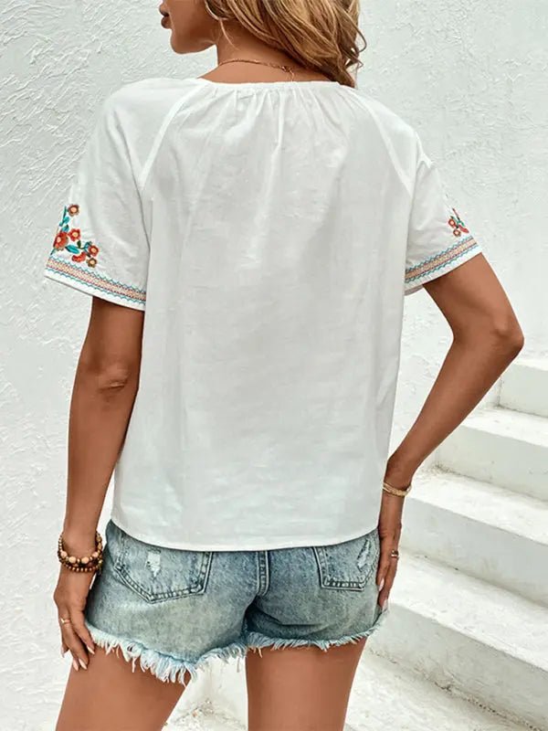 Whie Embroidered Blouse - Celeste    