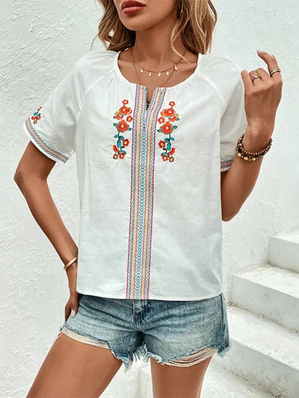 Whie Embroidered Blouse - Celeste    