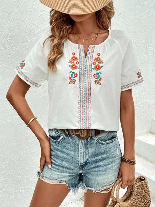 Whie Embroidered Blouse - Celeste    