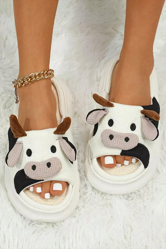 White Cute Cow Pattern Open Toe Slippers - Celeste  Shoes & Bags/Slippers  