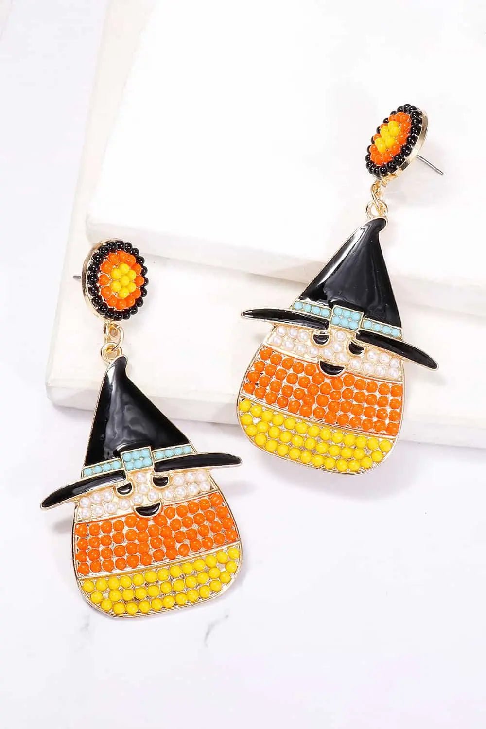 Witch's Hat Shape Synthetic Pearl Dangle Earrings - Celeste    