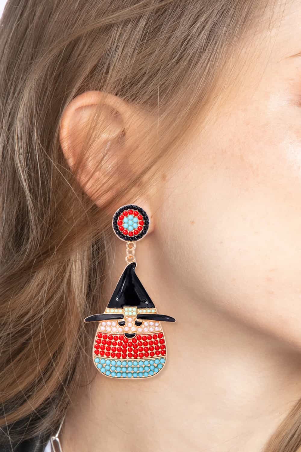 Witch's Hat Shape Synthetic Pearl Dangle Earrings - Celeste    