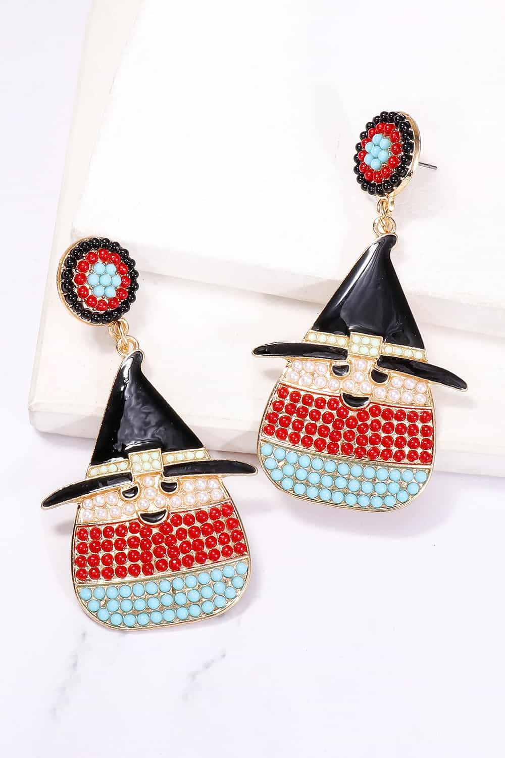 Witch's Hat Shape Synthetic Pearl Dangle Earrings - Celeste    