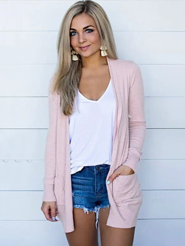 Women's New Tops Long Sleeve Knitted T-Shirt CardiganTops Long Sleeve Knitted