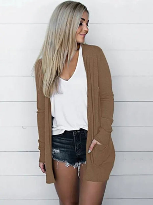 Women's New Tops Long Sleeve Knitted T-Shirt CardiganTops Long Sleeve Knitted