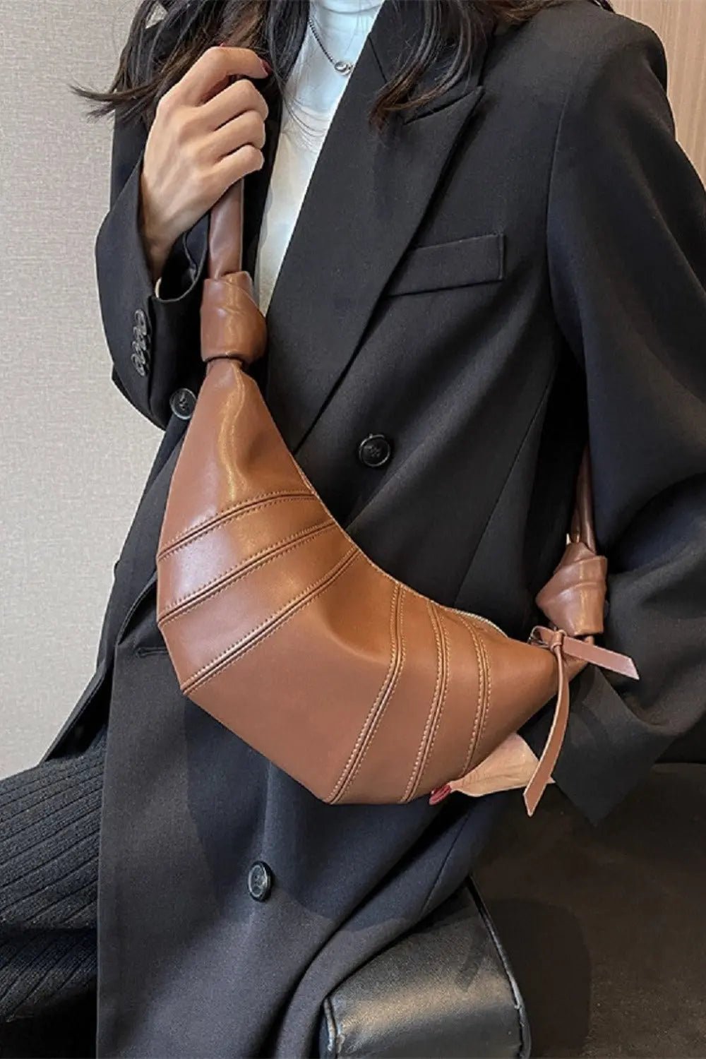Zenana Vegan Leather Croissant Crossbody Bag - Celeste    