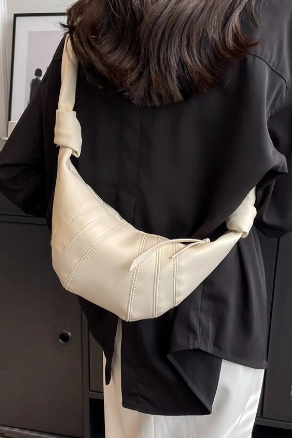 Zenana Vegan Leather Croissant Crossbody Bag - Celeste    