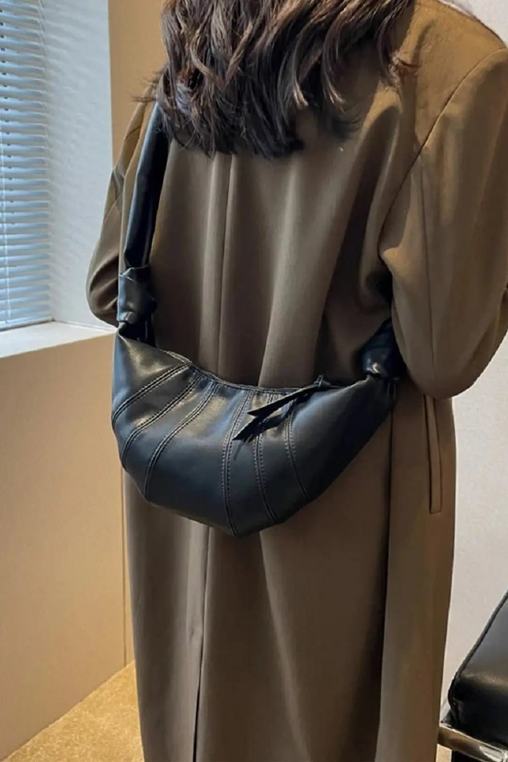 Zenana Vegan Leather Croissant Crossbody Bag - Celeste    