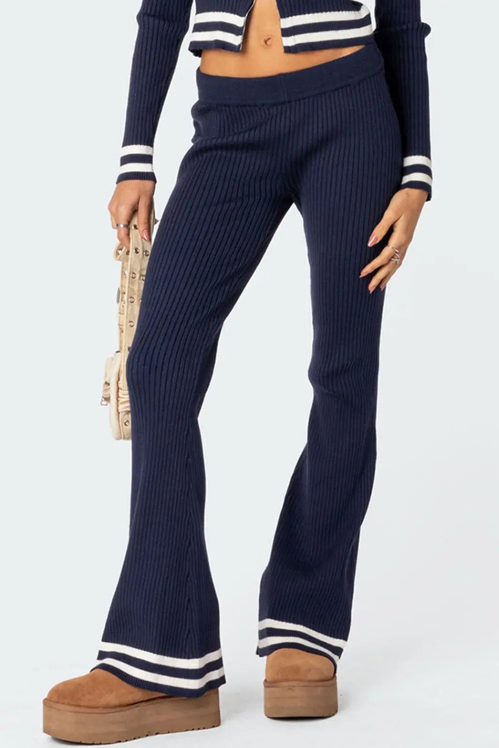 Zip Up Long Sleeve Top and Pants Set - Celeste    